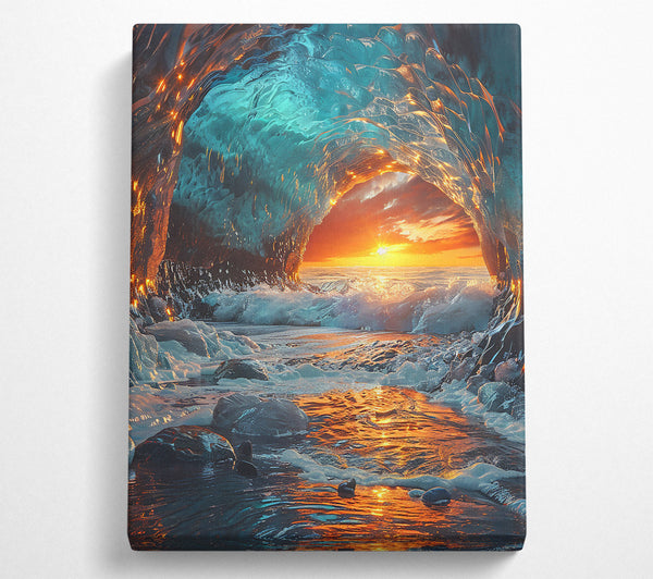  A Canvas Print of Golden Sunset Cave Canvas Art