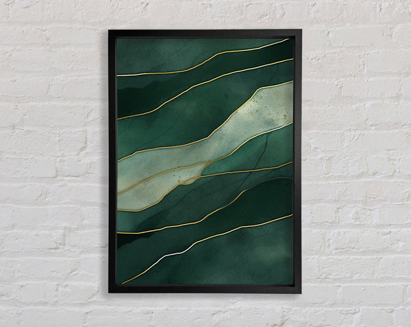 Green Andgold Cracks Framed Print