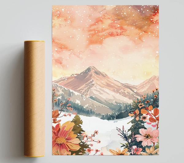 Peachy Mountain Bloom Print