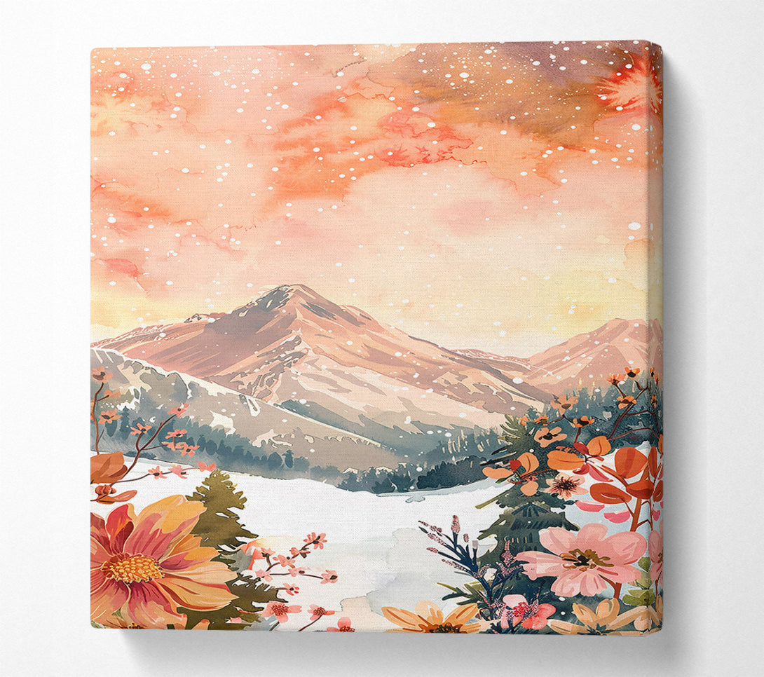  A Canvas Print of Peachy Mountain Bloom Canvas Art