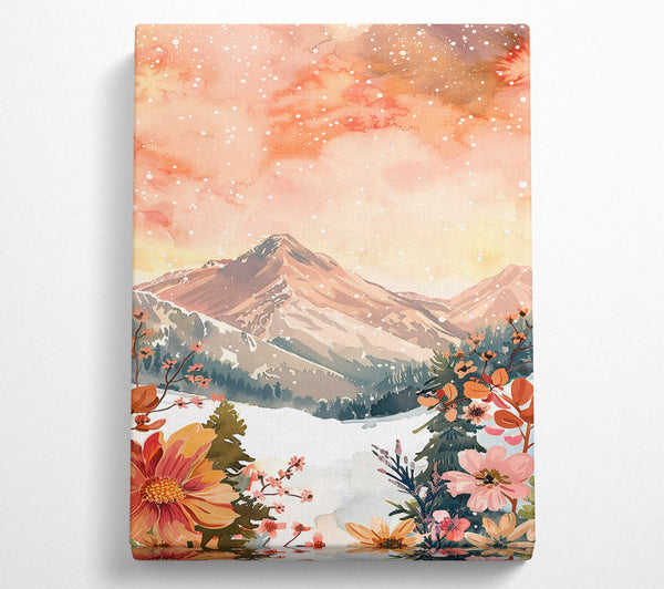  A Canvas Print of Peachy Mountain Bloom Canvas Art
