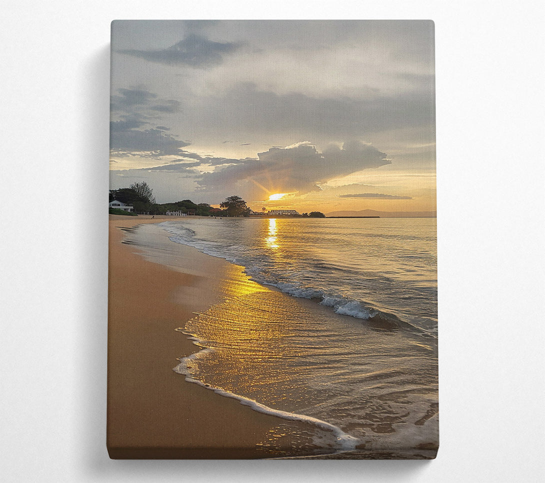  A Canvas Print of Golden Sunset Waves Canvas Art
