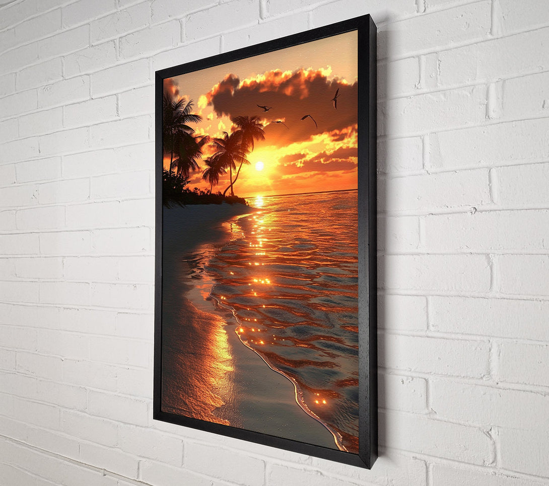  A Canvas Print of Golden Sunset Shore Canvas Wall Art