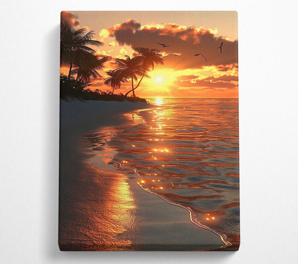  A Canvas Print of Golden Sunset Shore Canvas Wall Art