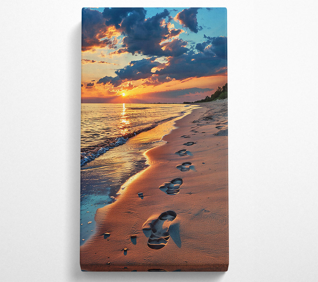  A Canvas Print of Golden Footprints At Sunset Canvas Print