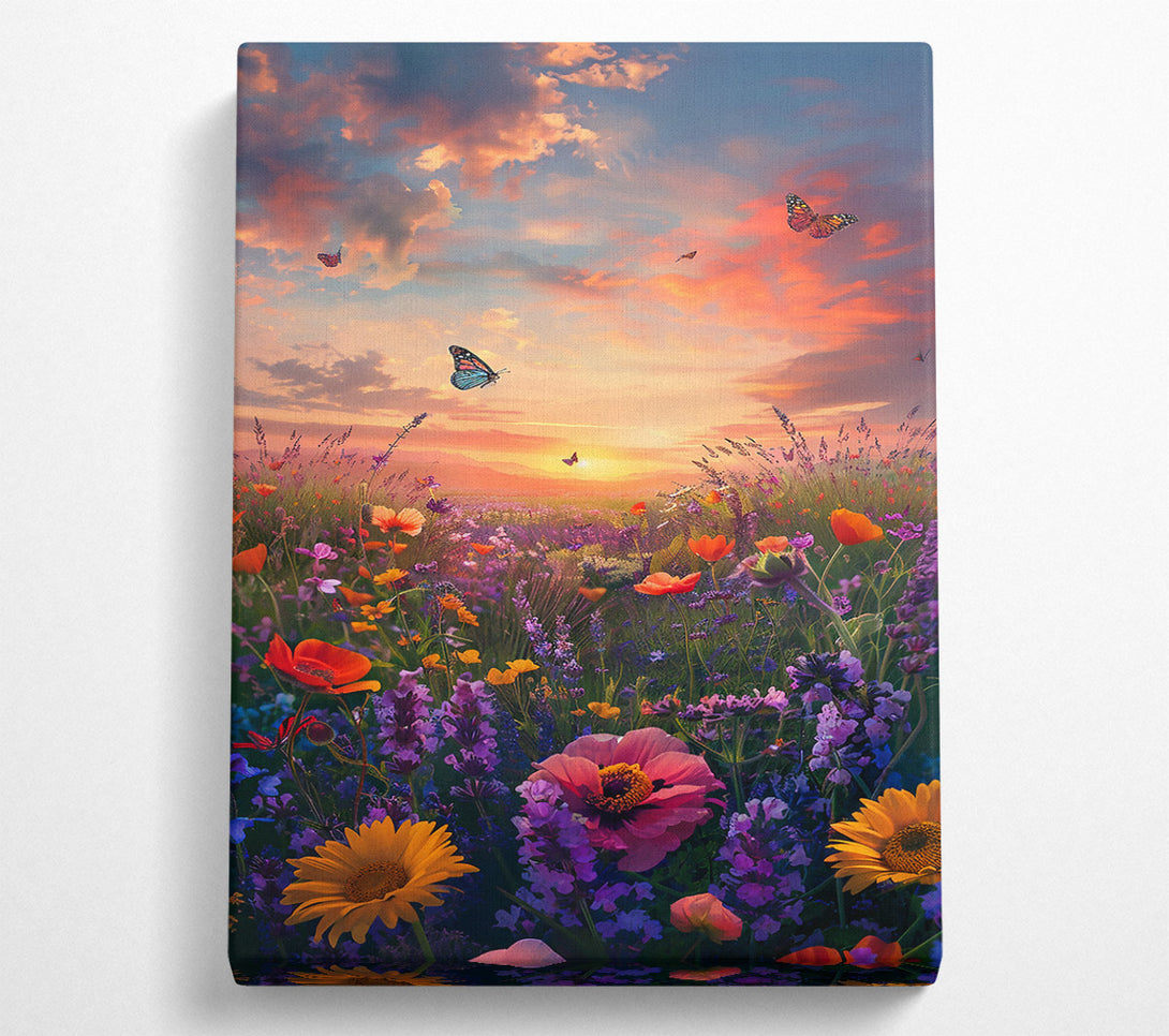  A Canvas Print of Orange Sunset Meadow Canvas Print
