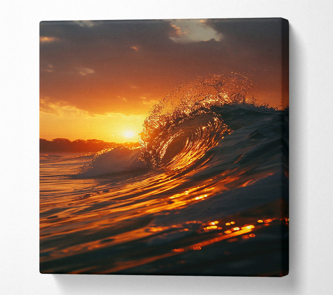 A Canvas Print of Golden Hour Wave Canvas Wall Art