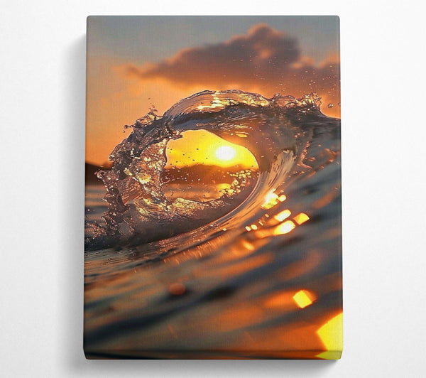  A Canvas Print of Golden Wave Sunset Canvas Art