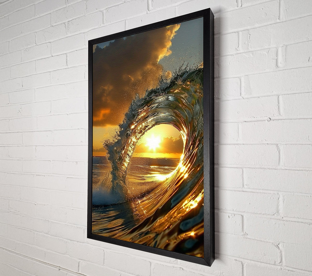  A Canvas Print of Golden Sunset Wave Canvas Wall Art