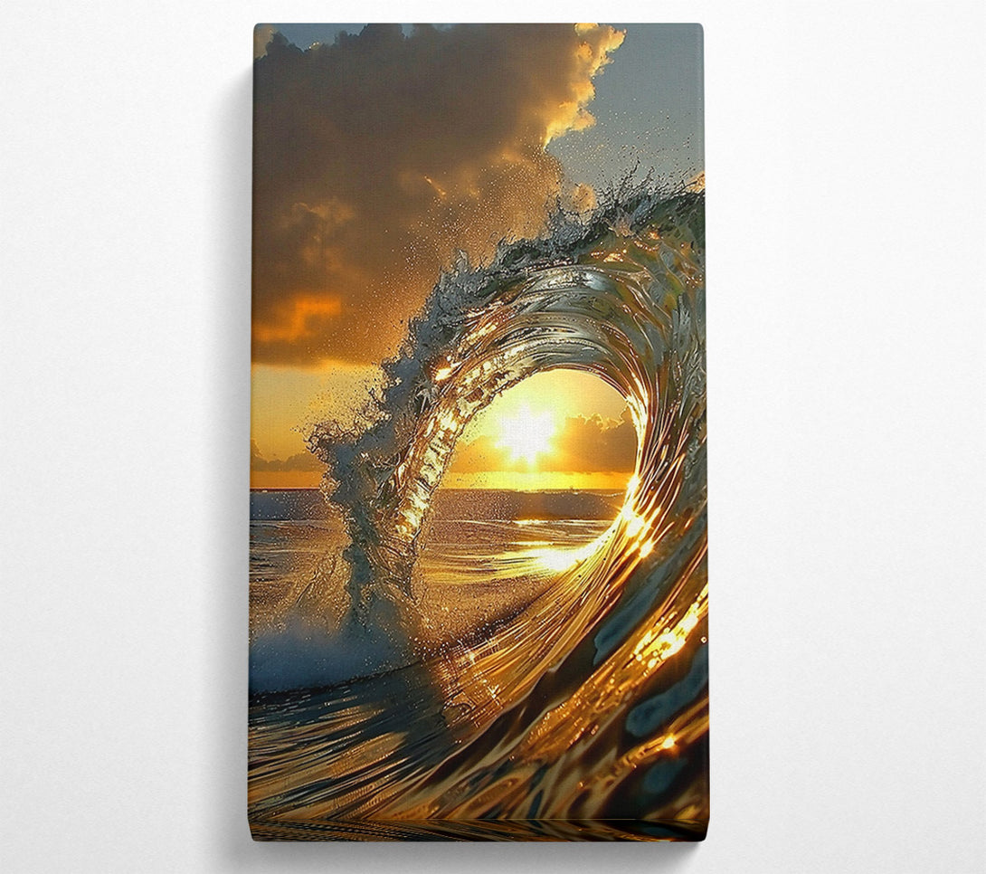  A Canvas Print of Golden Sunset Wave Canvas Wall Art