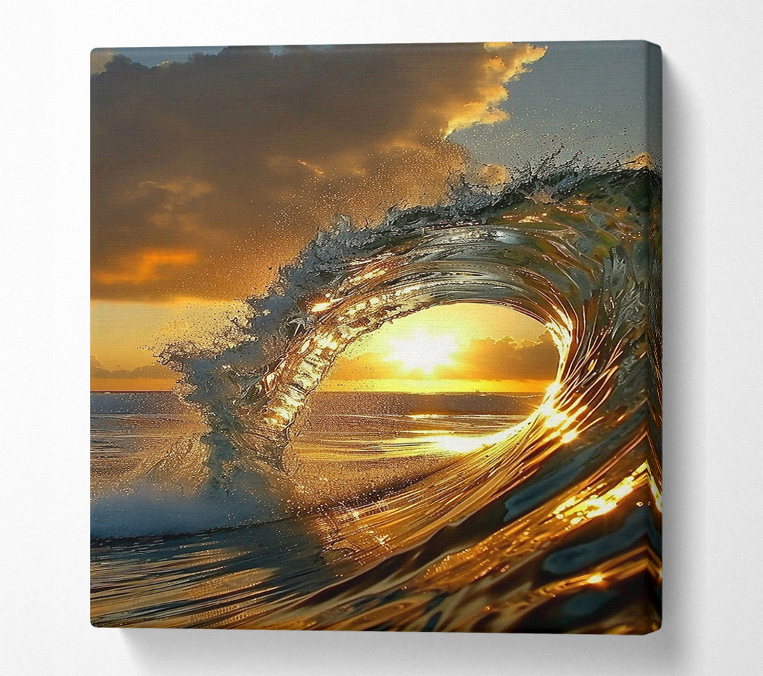  A Canvas Print of Golden Sunset Wave Canvas Wall Art