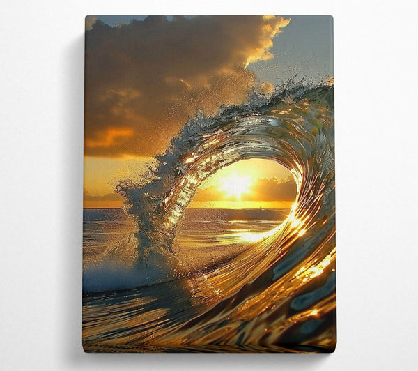  A Canvas Print of Golden Sunset Wave Canvas Wall Art