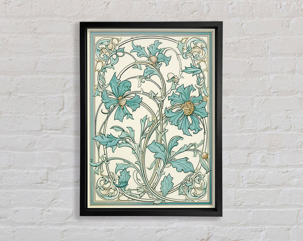 Green Flower Vine Deco Framed Print