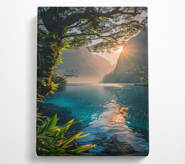  A Canvas Print of Teal Mountain Lake Canvas Art