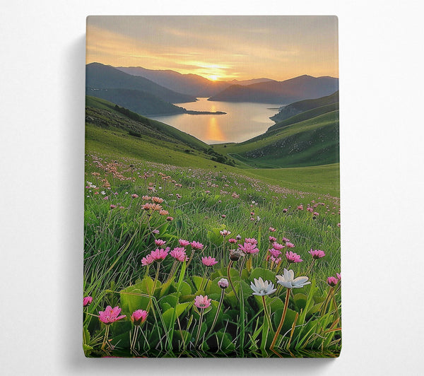  A Canvas Print of Golden Sunset Meadows Canvas Wall Art