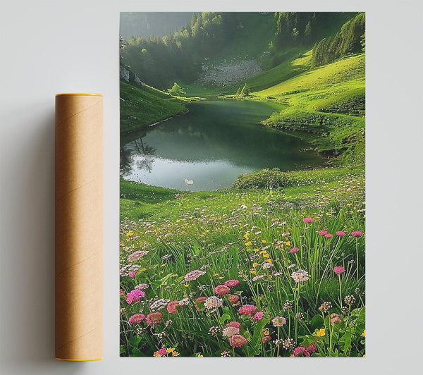 Emerald Meadow Lake Poster