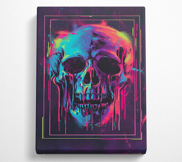  A Canvas Print of Neon Drip Skull Canvas Print