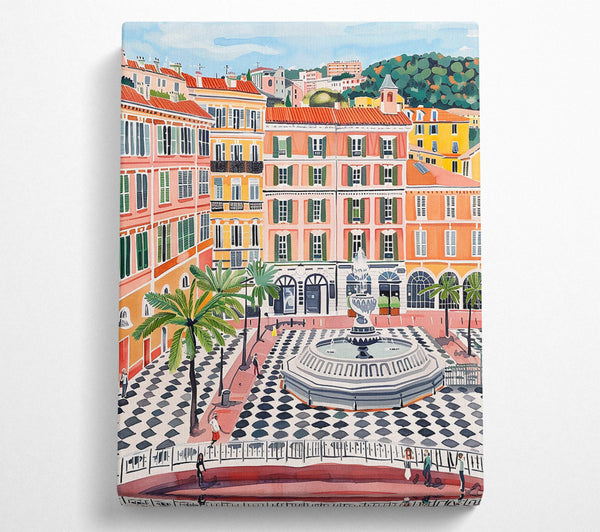  A Canvas Print of Peachy City Fountain Canvas Wall Art