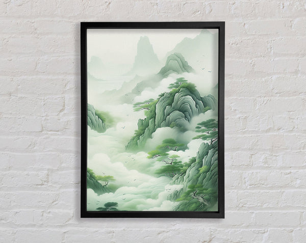 Green Mountain Fog Framed Print
