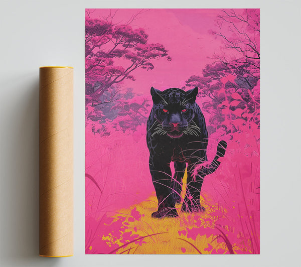 Pink Jungle Panther Poster