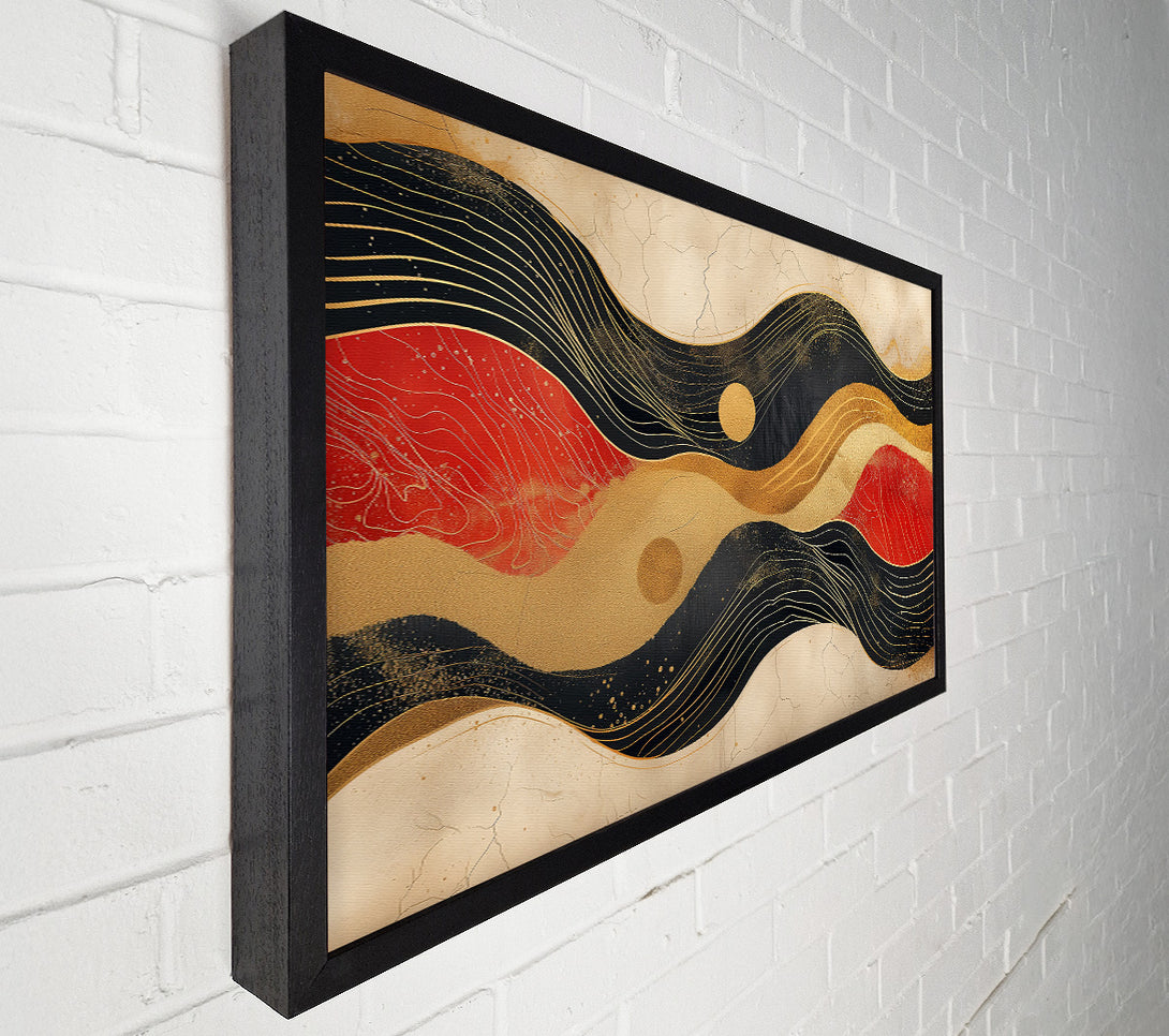  A Canvas Print of Crimson & Gold Waves Canvas Wall Art