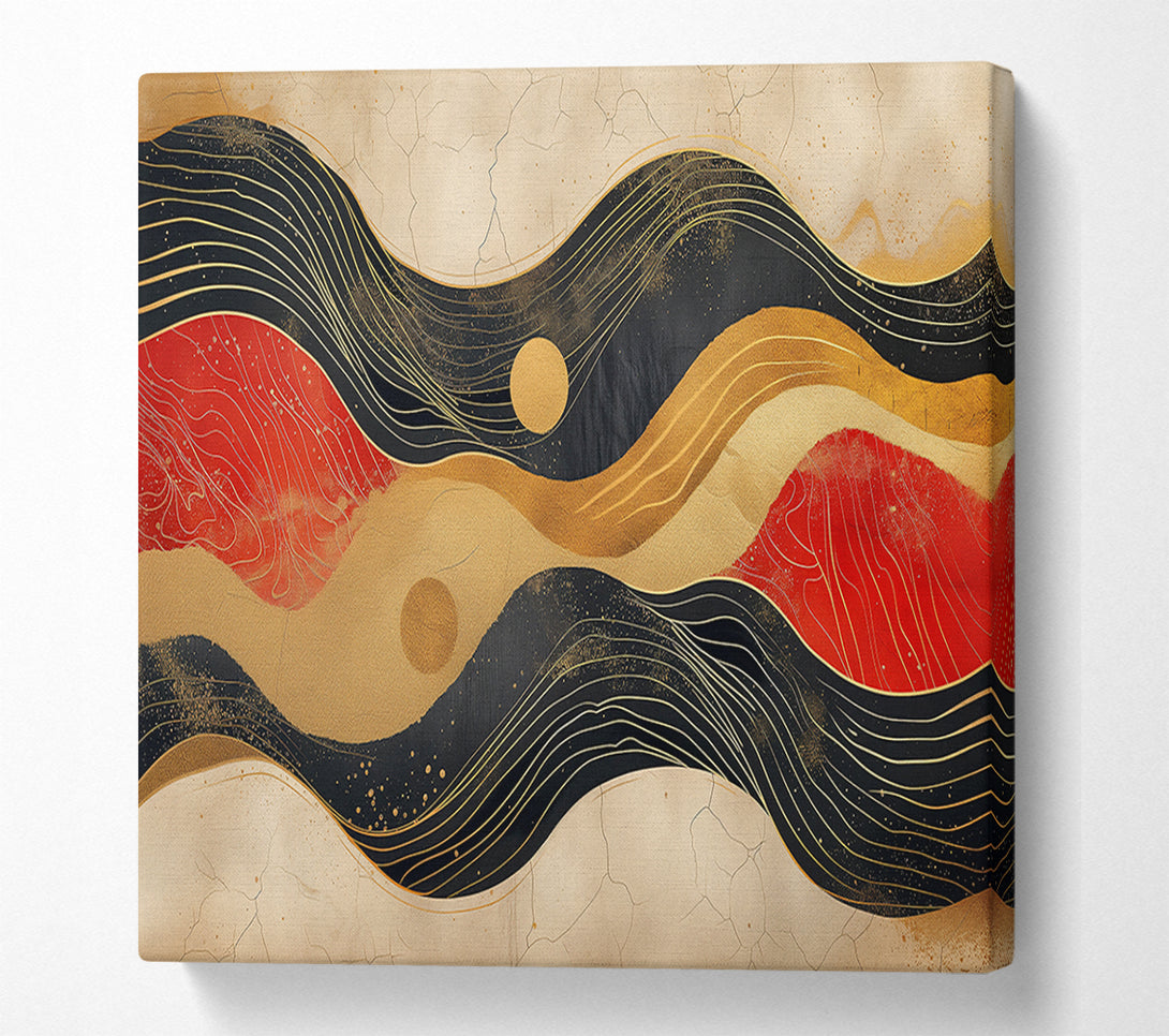  A Canvas Print of Crimson & Gold Waves Canvas Wall Art