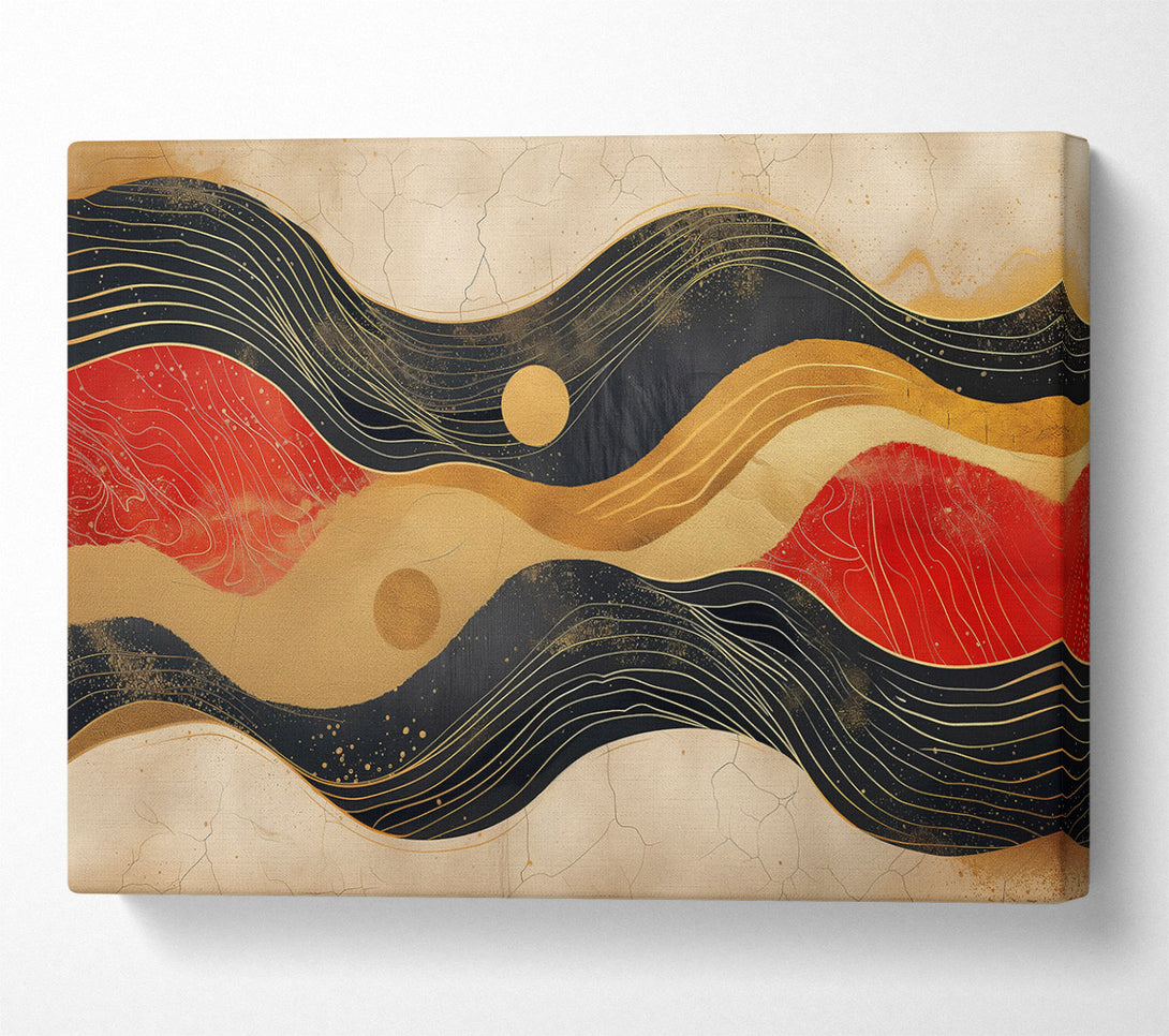  A Canvas Print of Crimson & Gold Waves Canvas Wall Art