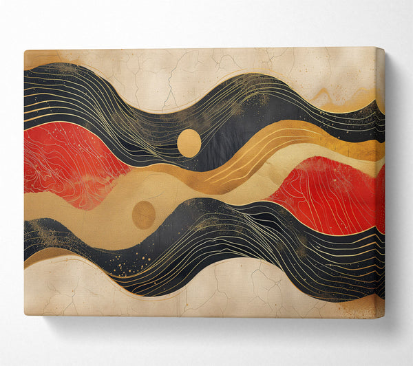  A Canvas Print of Crimson & Gold Waves Canvas Wall Art
