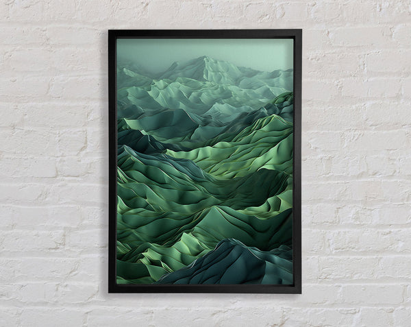 Green Silk Mountains Framed Print