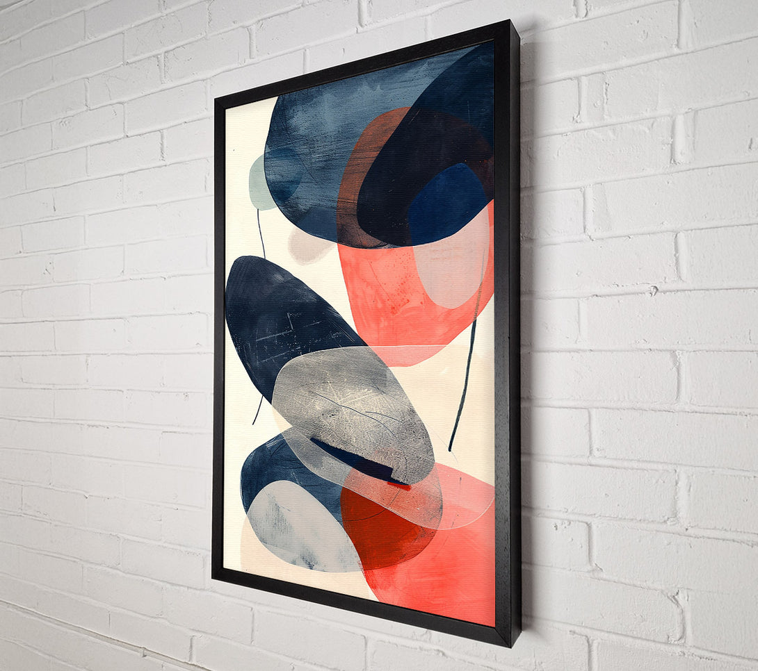  A Canvas Print of Coral And Charcoal Shapes Canvas Print