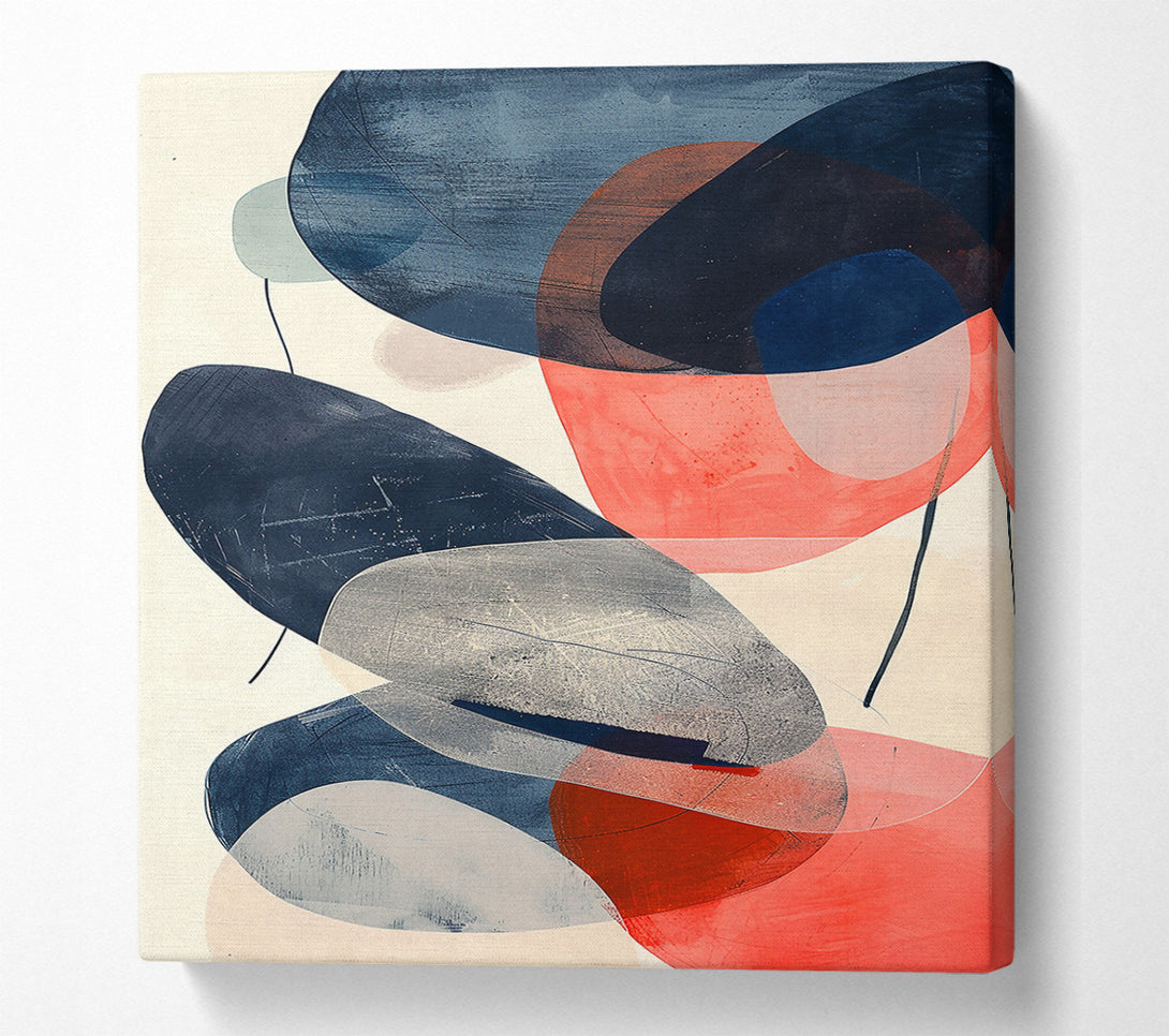  A Canvas Print of Coral And Charcoal Shapes Canvas Print
