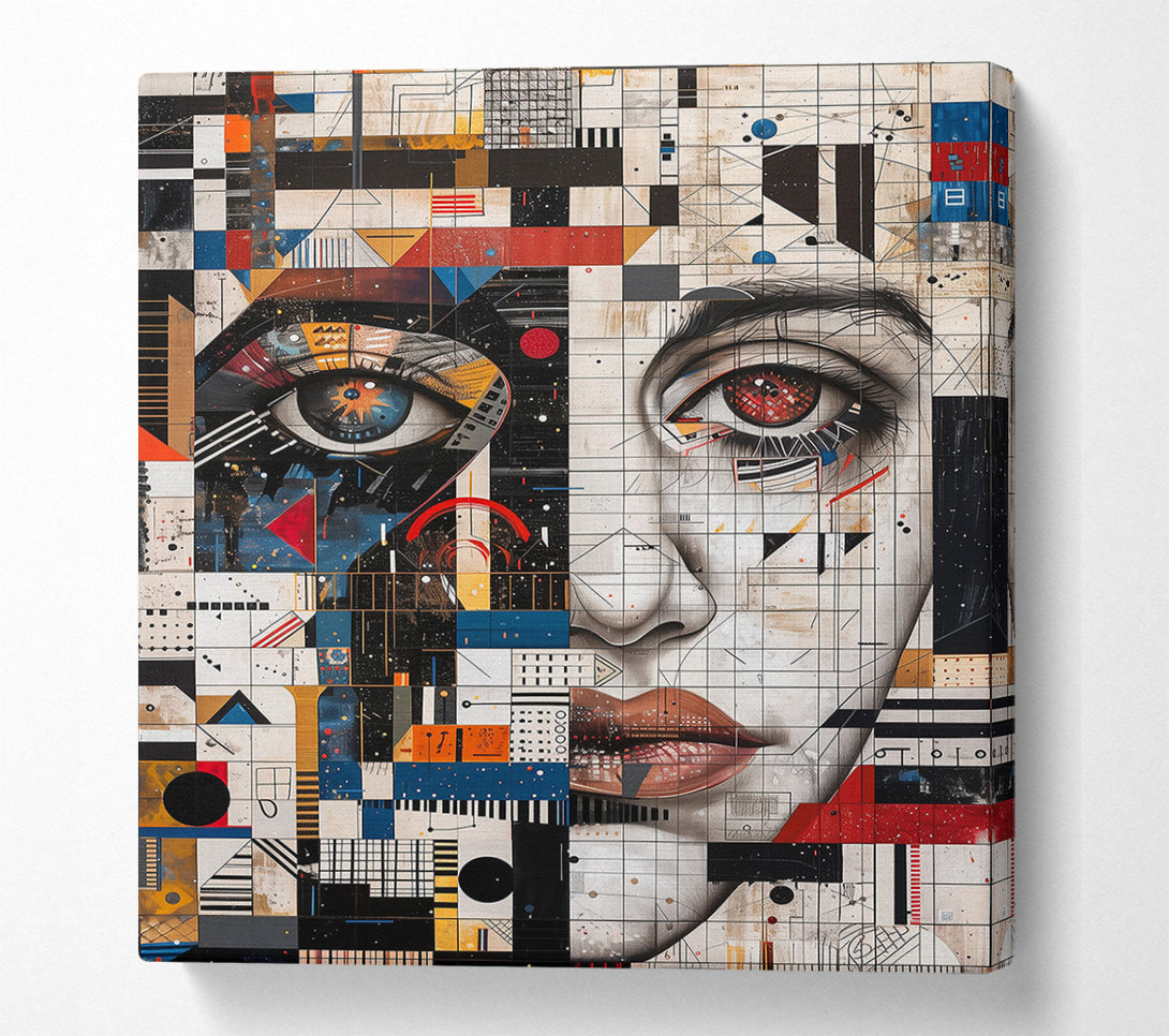  A Canvas Print of Red Gridded Gaze Canvas Print