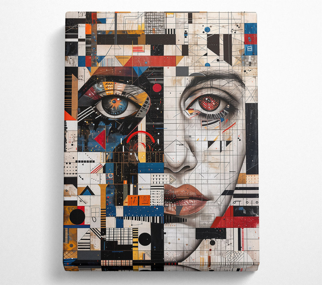  A Canvas Print of Red Gridded Gaze Canvas Print