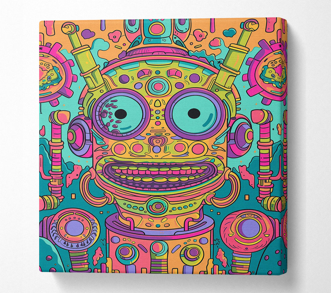  A Canvas Print of Orange Smiling Machine Canvas Print