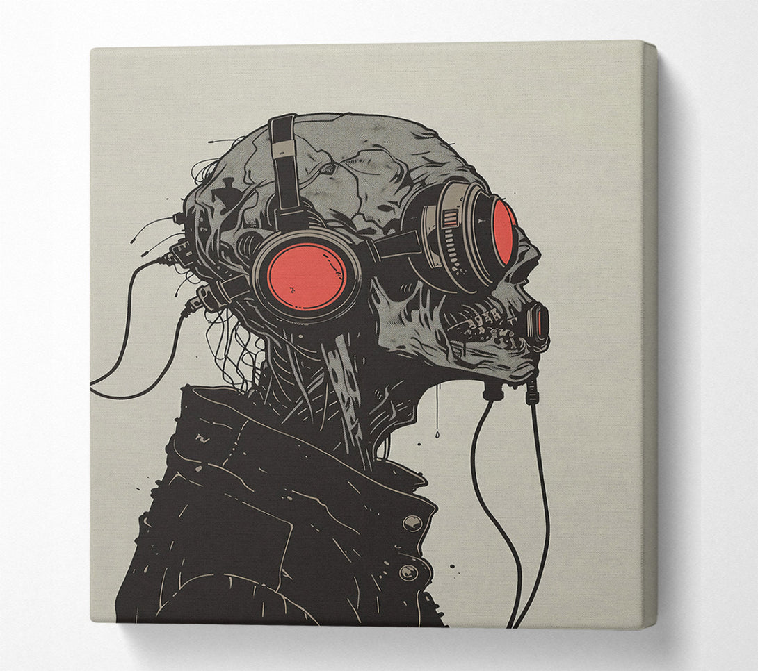  A Canvas Print of Red Wired Skull Canvas Wall Art