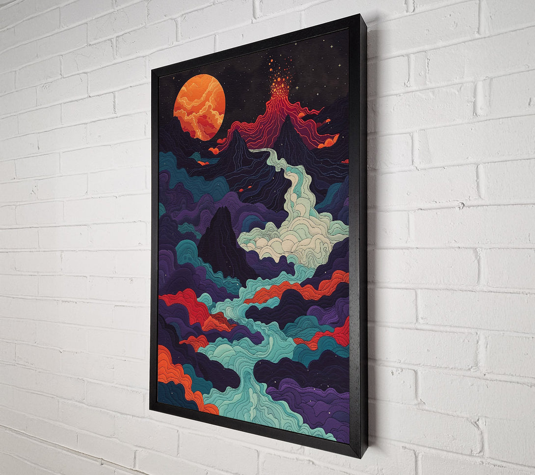  A Canvas Print of Teal Erupting Landscape Canvas Wall Art