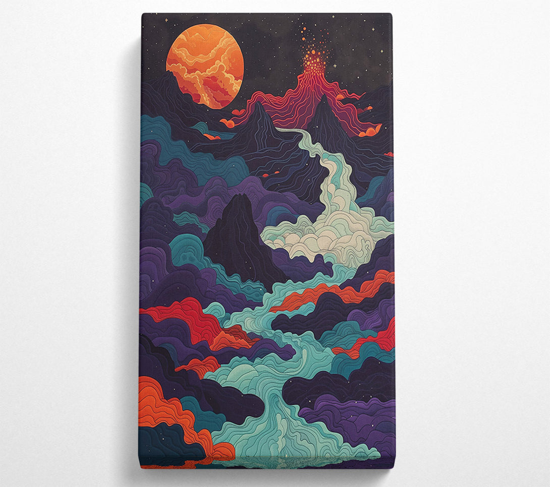  A Canvas Print of Teal Erupting Landscape Canvas Wall Art