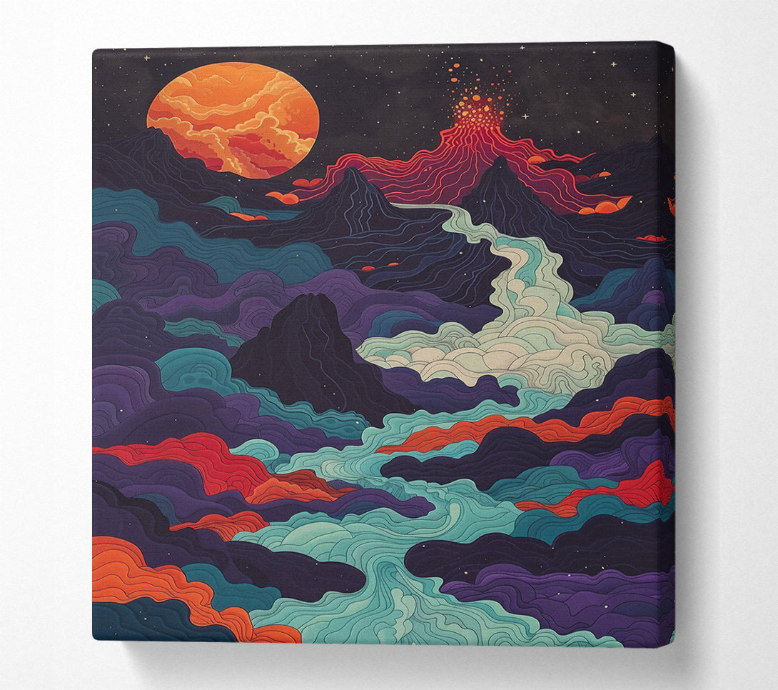  A Canvas Print of Teal Erupting Landscape Canvas Wall Art