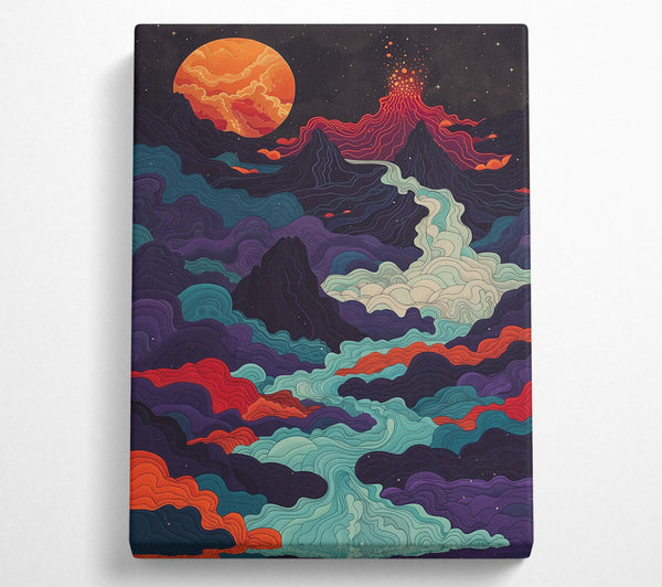  A Canvas Print of Teal Erupting Landscape Canvas Wall Art