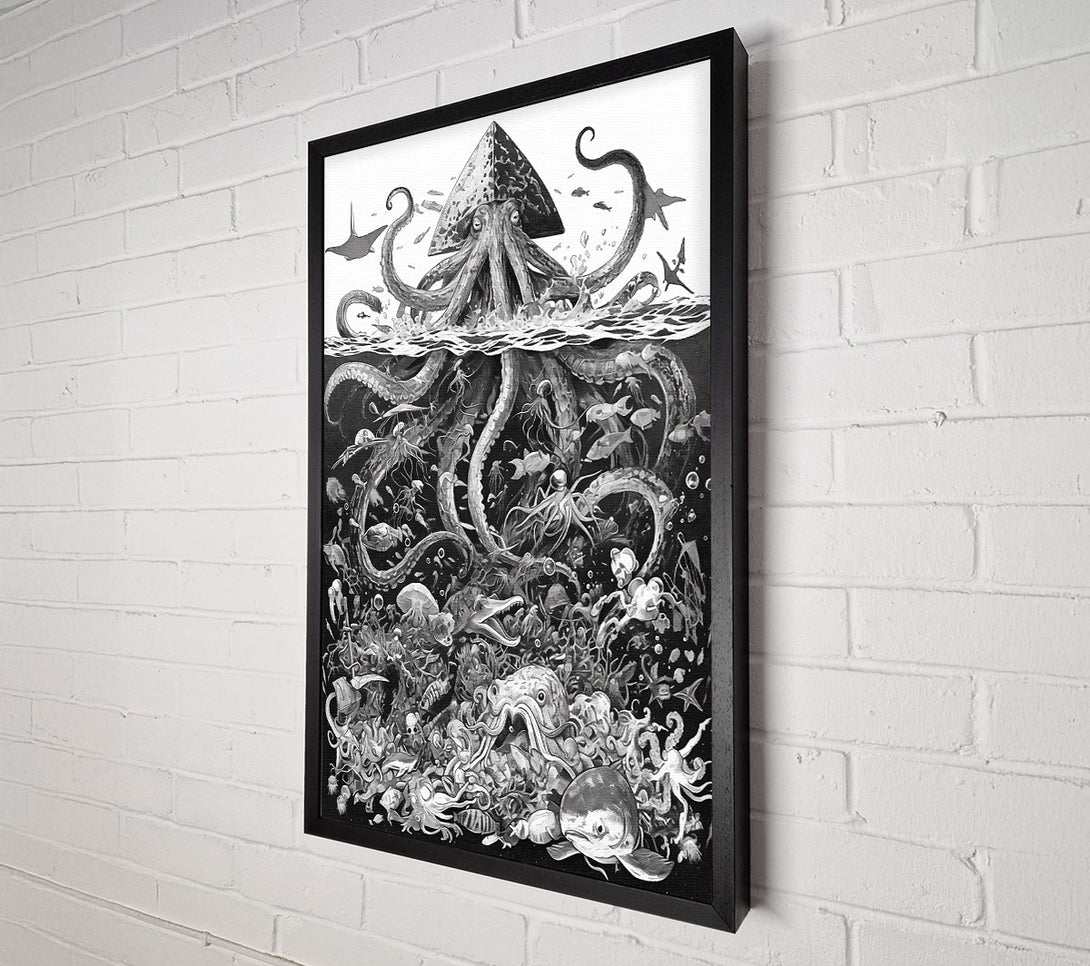  A Canvas Print of Black Kraken'S Domain Canvas Wall Art
