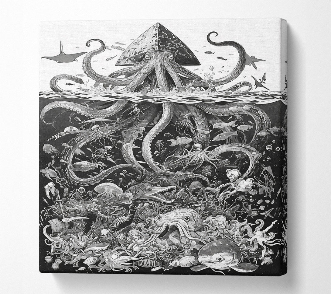  A Canvas Print of Black Kraken'S Domain Canvas Wall Art