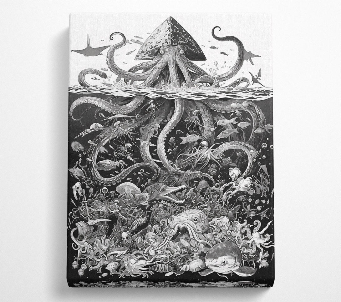  A Canvas Print of Black Kraken'S Domain Canvas Wall Art