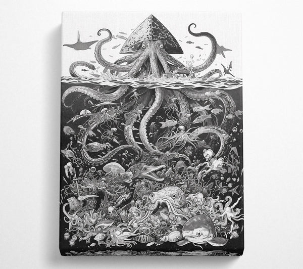 A Canvas Print of Black Kraken'S Domain Canvas Wall Art