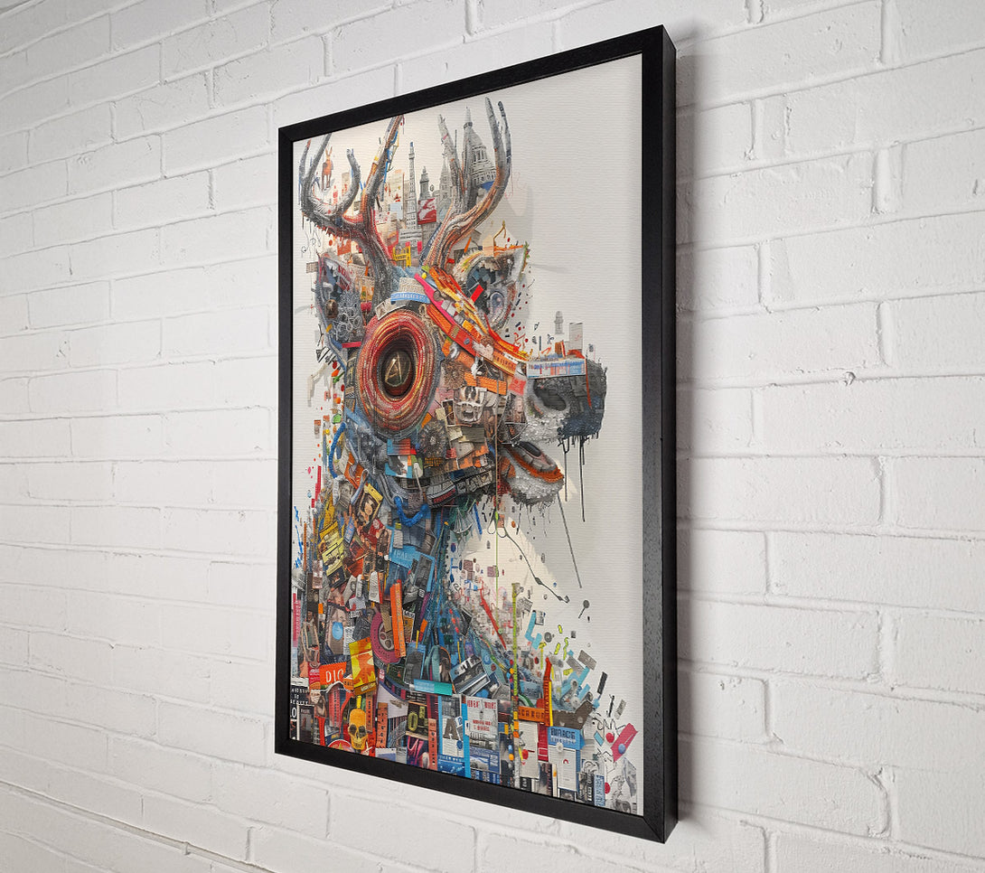  A Canvas Print of Orange Collage Deer Canvas Wall Art