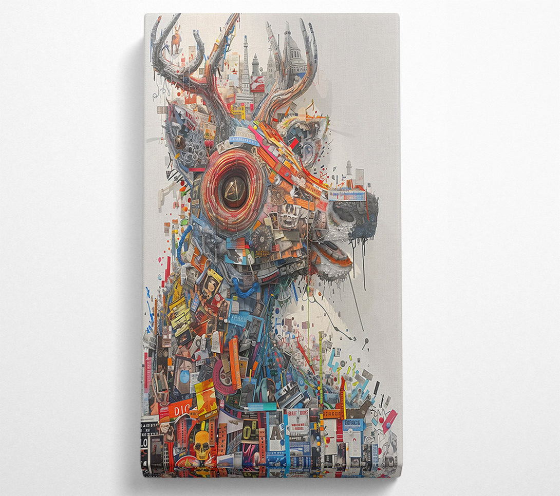  A Canvas Print of Orange Collage Deer Canvas Wall Art
