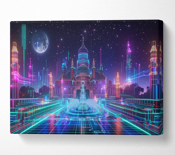  A Canvas Print of Neon Cityscape Dreamscape Canvas Print