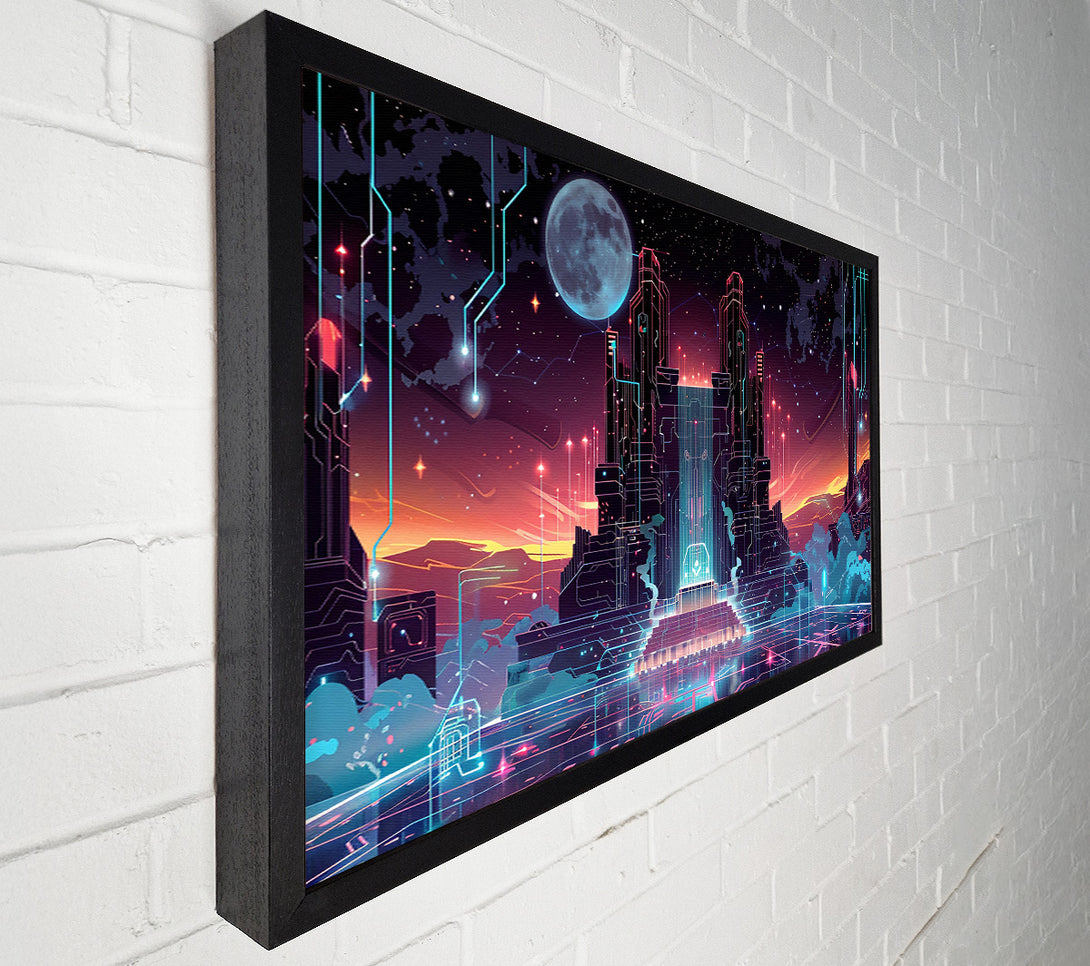  A Canvas Print of Cybernetic Sunset City Canvas Print