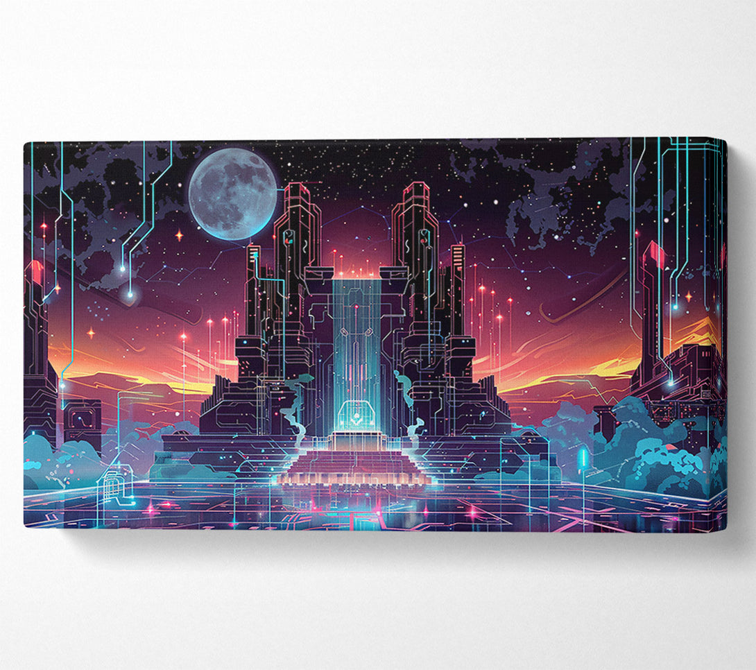  A Canvas Print of Cybernetic Sunset City Canvas Print
