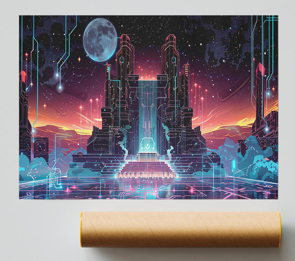 Cybernetic Sunset City Poster