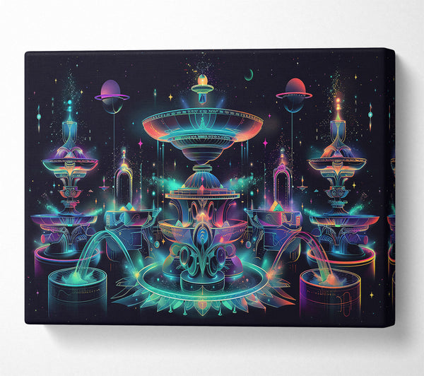  A Canvas Print of Neon Cosmic Fountains Canvas Wall Art